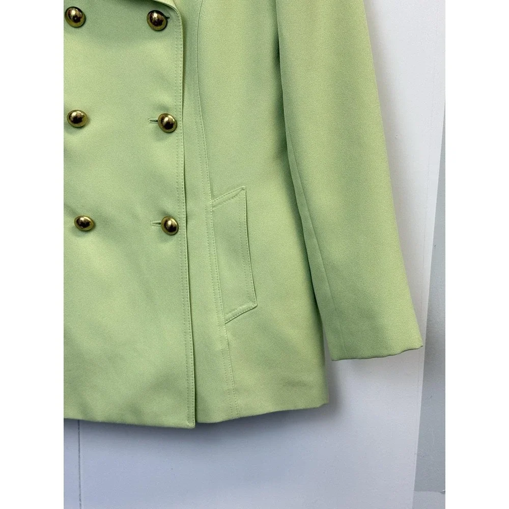Classic Double-Breasted Green Blazer & Skirt Suit